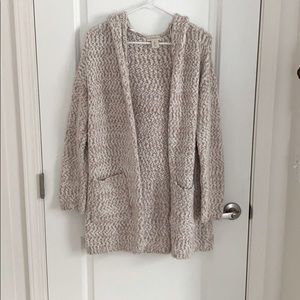 Camel and Cream colored cardigan.